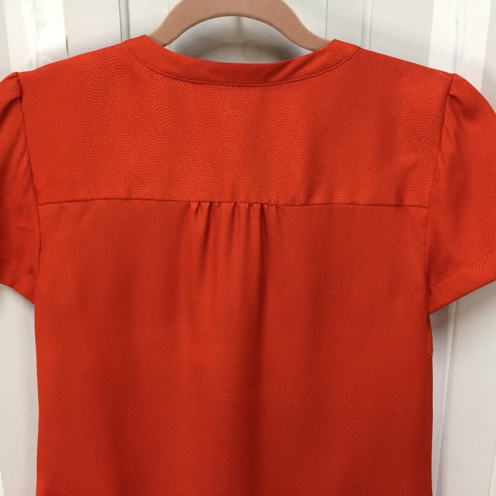 LOFT Orange Button Down Blouse w/ Ruffle Detail - Picture 14 of 16